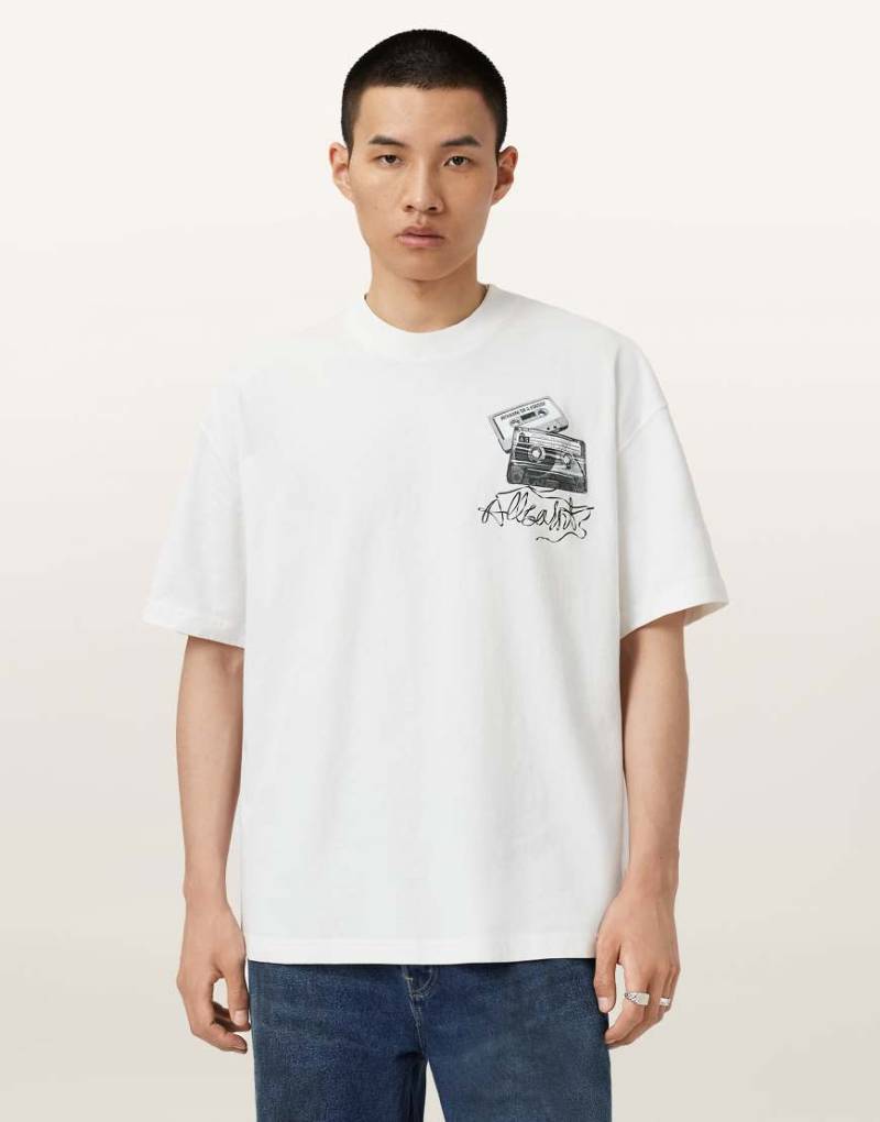 AllSaints - Reel - T-Shirt in Weiß mit Grafikprint von AllSaints