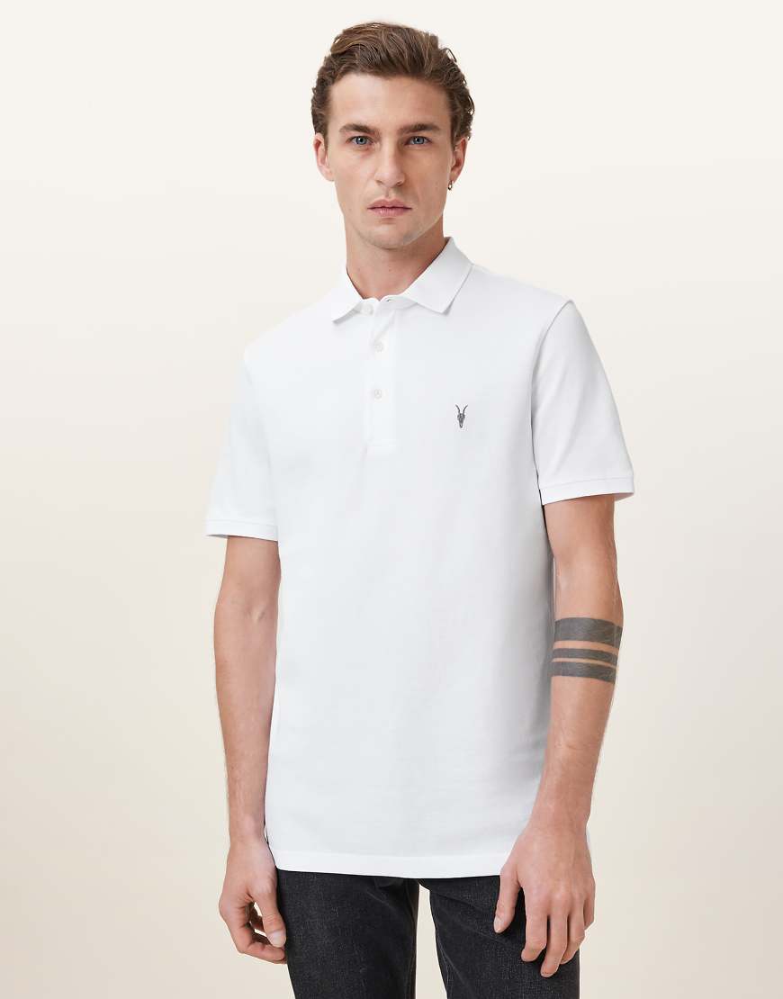 AllSaints - Reform - 2er-Pack kurzärmlige Polohemden in Optic-Weiß/Grün-Bunt AllSaints - Reform - 2er-Pack kurzärmlige Polohemden in Optic-Weiß/Grün-Bunt von AllSaints