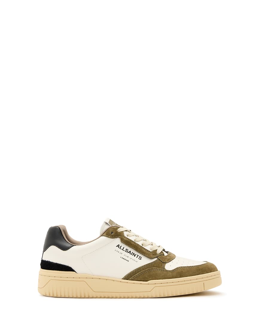 AllSaints - Regan - Niedrige Sneaker in Weiß-Grün AllSaints - Regan - Niedrige Sneaker in Weiß-Grün von AllSaints