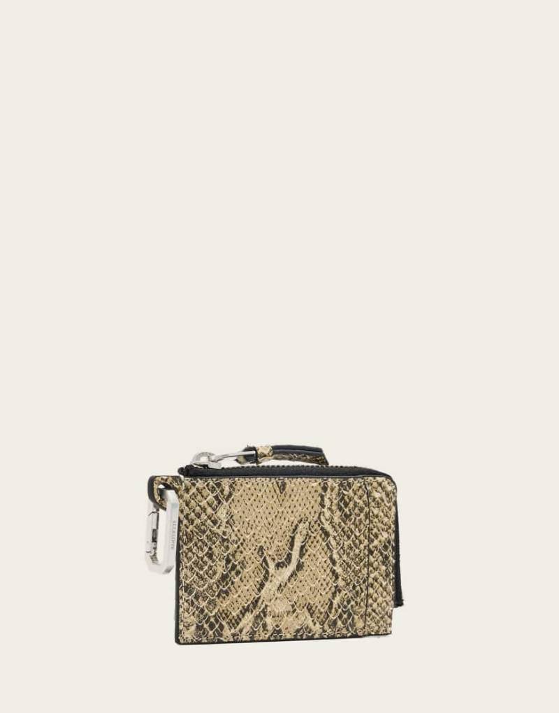 AllSaints - Remy - Geldbörse in Wüstenweiß mit Schlangenmuster von AllSaints