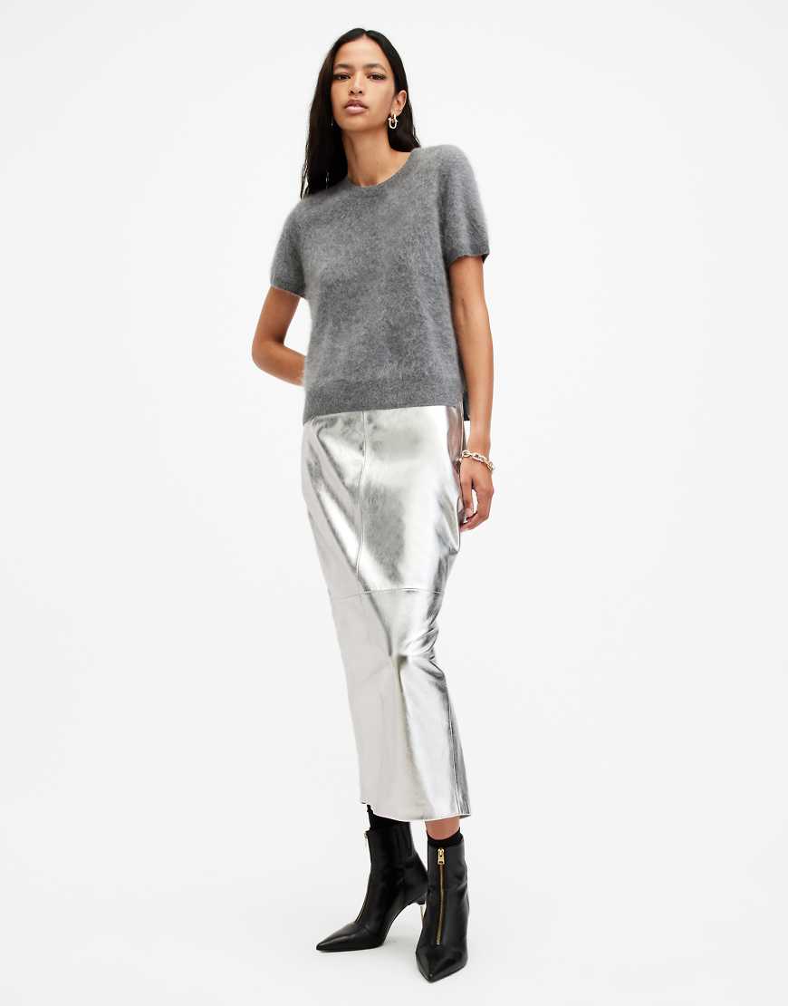 AllSaints - Renai - Bleistiftrock in Silber-Grau von AllSaints