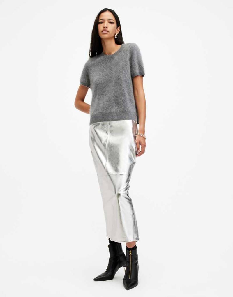 AllSaints - Renai - Bleistiftrock in Silber-Grau von AllSaints