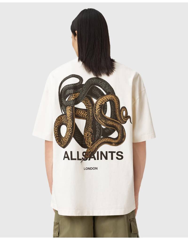 AllSaints - Reticulate - T-Shirt in Sandgelb mit Rückenprint-Neutral von AllSaints
