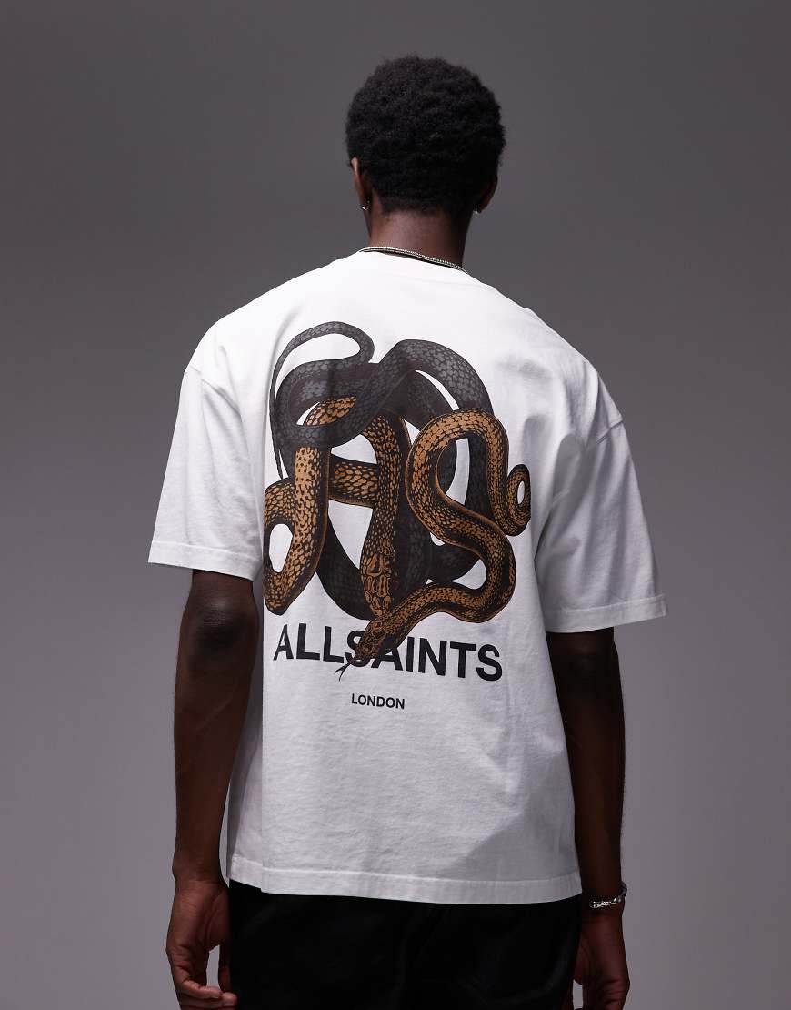 AllSaints - Reticulate - T-Shirt in Weiß mit Rückenprint-Schwarz von AllSaints