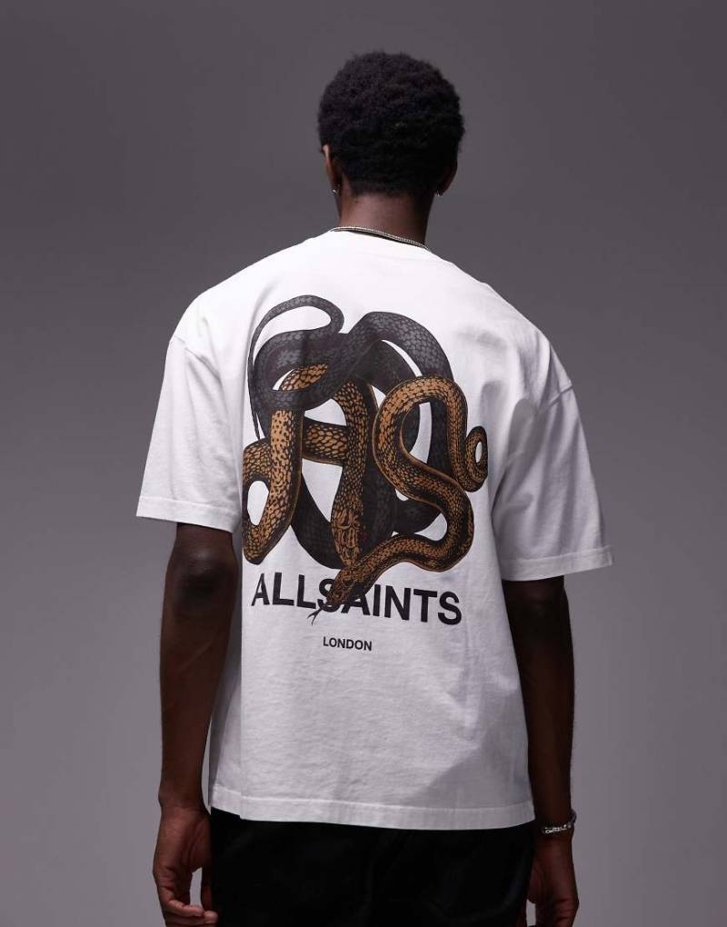 AllSaints - Reticulate - T-Shirt in Weiß mit Rückenprint-Schwarz von AllSaints