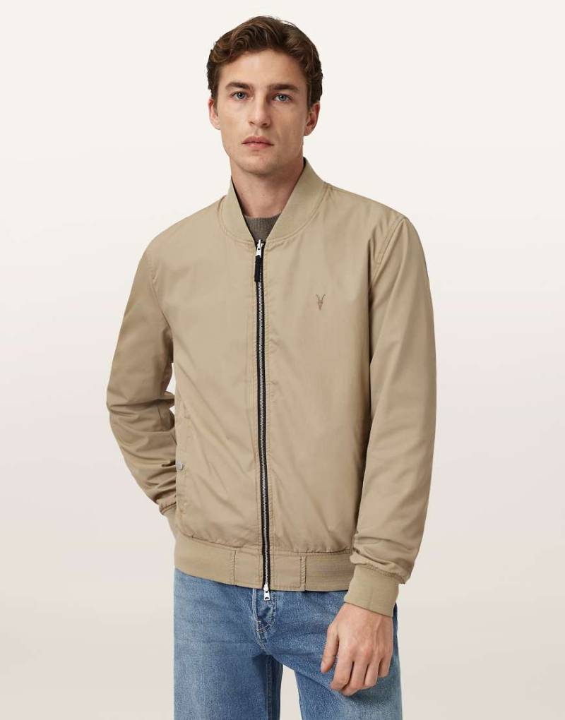 AllSaints - Rev Bassett - Bomberjacke in Azula Blau/Braun von AllSaints