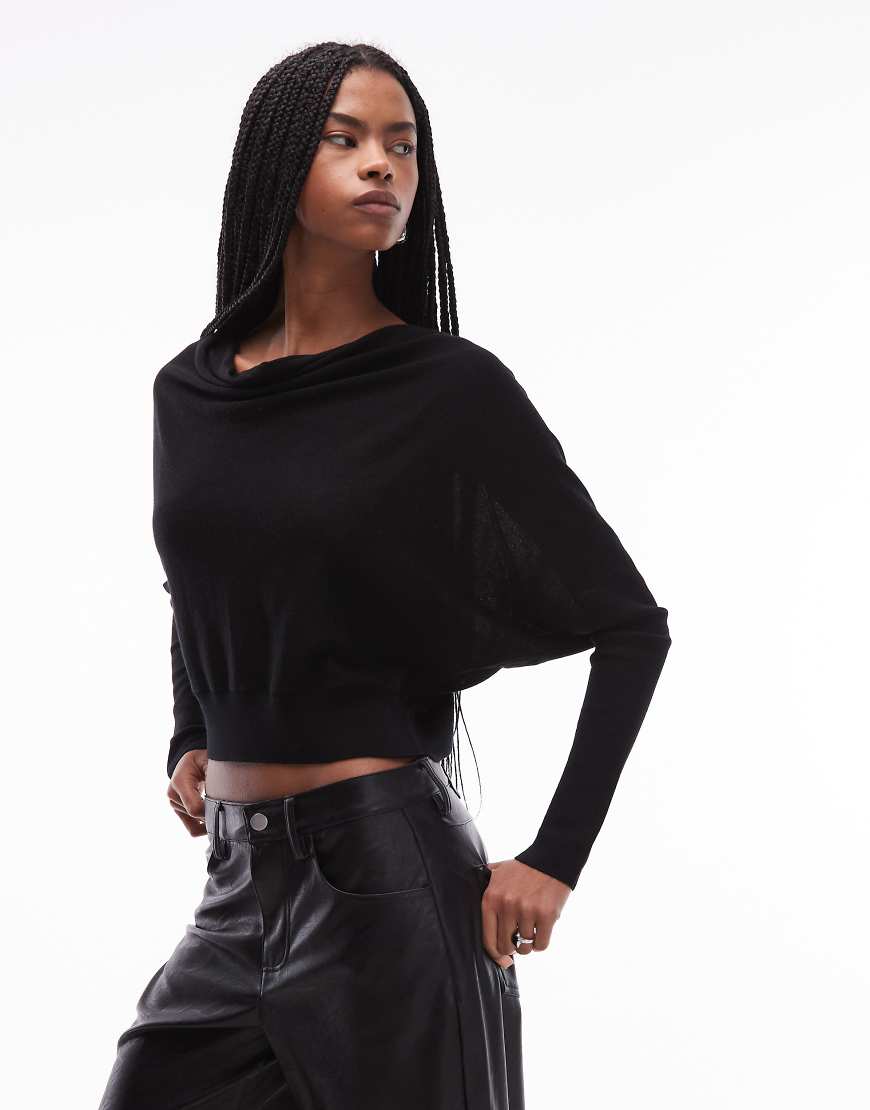 AllSaints - Ridley - Cropped-Fit-Wollstrickpullover in Schwarz AllSaints - Ridley - Cropped-Fit-Wollstrickpullover in Schwarz von AllSaints