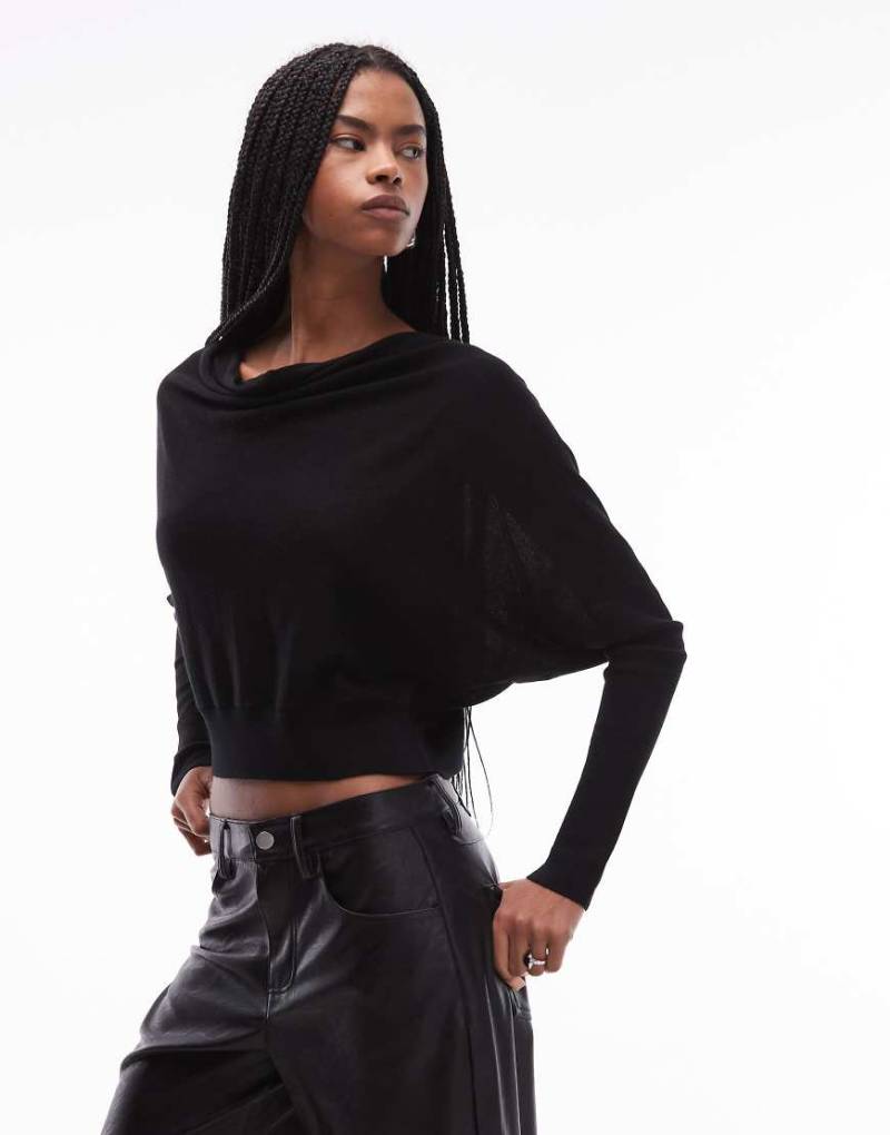 AllSaints - Ridley - Cropped-Fit-Wollstrickpullover in Schwarz AllSaints - Ridley - Cropped-Fit-Wollstrickpullover in Schwarz von AllSaints