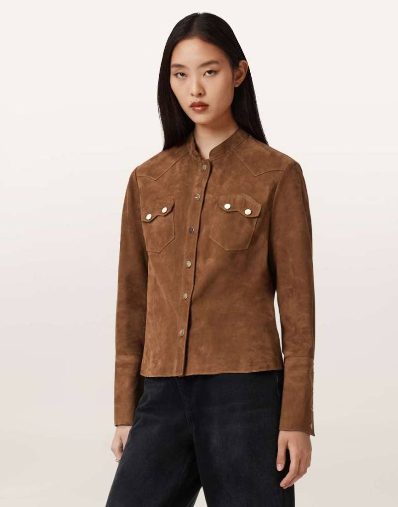 AllSaints - Rock - Wildlederhemd in Zuckerbraun-Brown von AllSaints