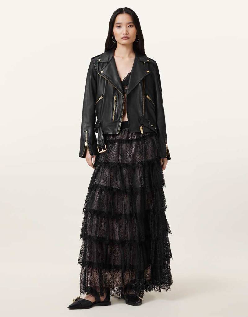 AllSaints - Rory - Maxirock aus Spitze in Schwarz von AllSaints