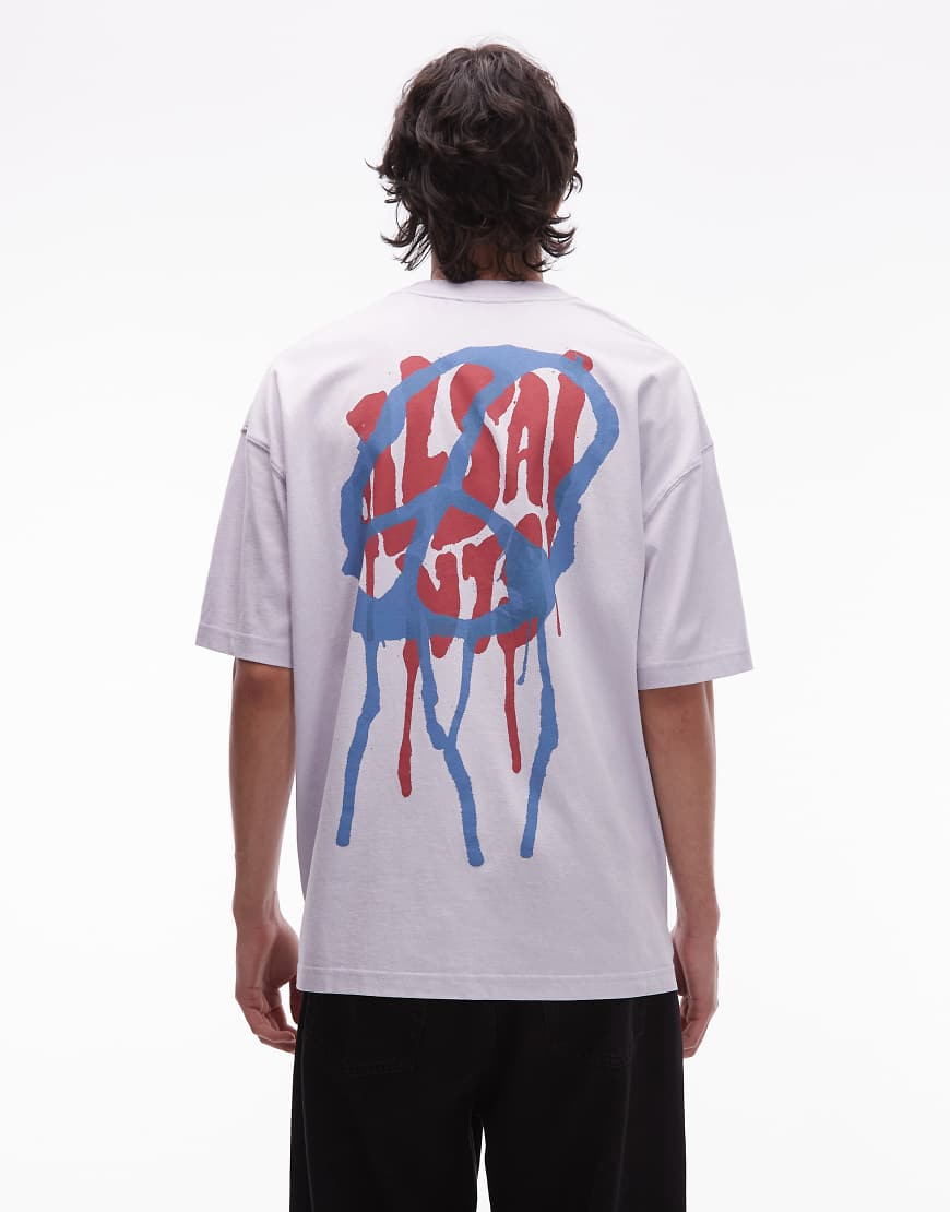 AllSaints - Runner Peace - T-Shirt in Flieder mit Grafikprint-Lila von AllSaints