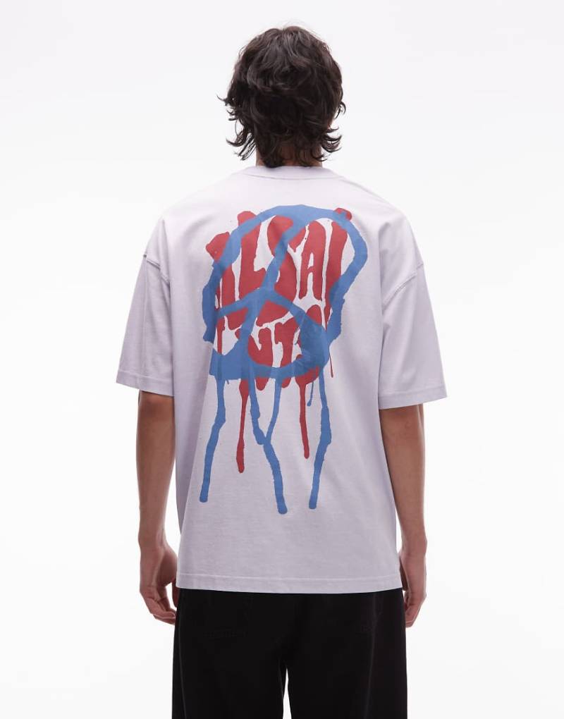 AllSaints - Runner Peace - T-Shirt in Flieder mit Grafikprint-Lila von AllSaints