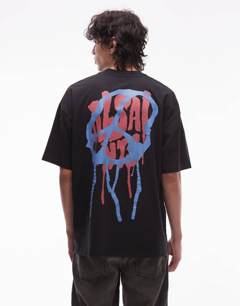 AllSaints - Runner Peace - T-Shirt in Schwarz mit Grafikprint von AllSaints