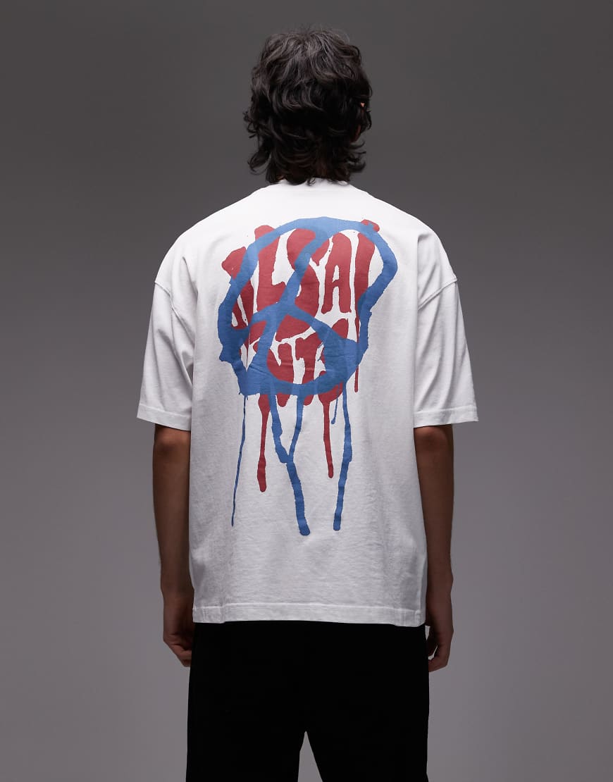 AllSaints - Runner Peace - T-Shirt in Weiß mit Grafikprint von AllSaints