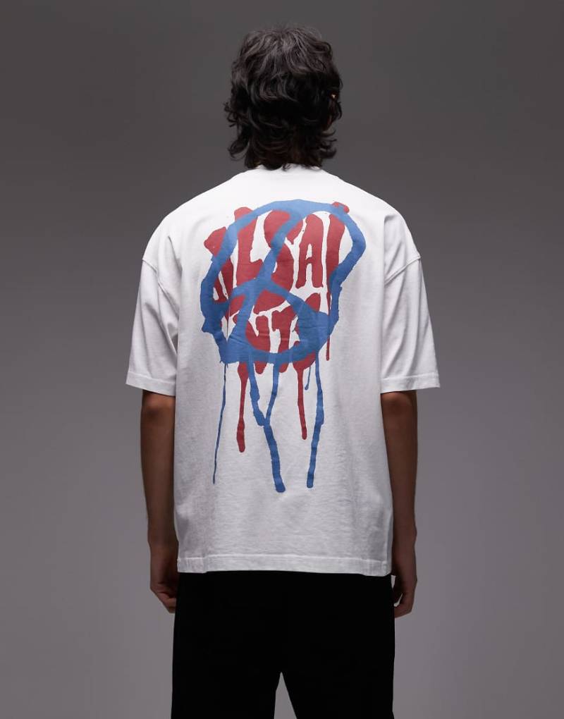 AllSaints - Runner Peace - T-Shirt in Weiß mit Grafikprint von AllSaints