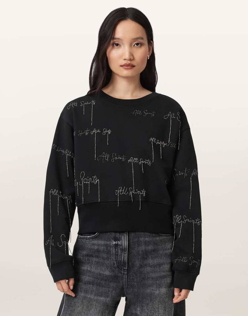 AllSaints - Separo - Sweatshirt in Schwarz mit „AllSaints"-Stickerei von AllSaints