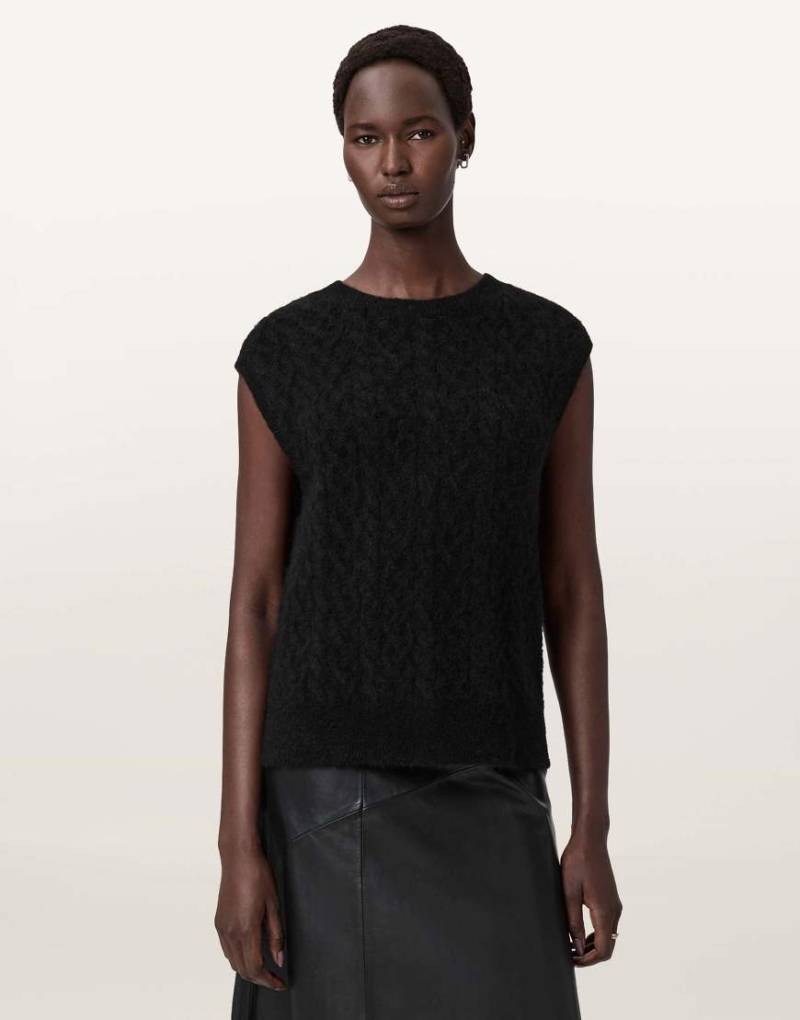 AllSaints - Sirius - Tanktop in Schwarz mit Zopfmuster von AllSaints