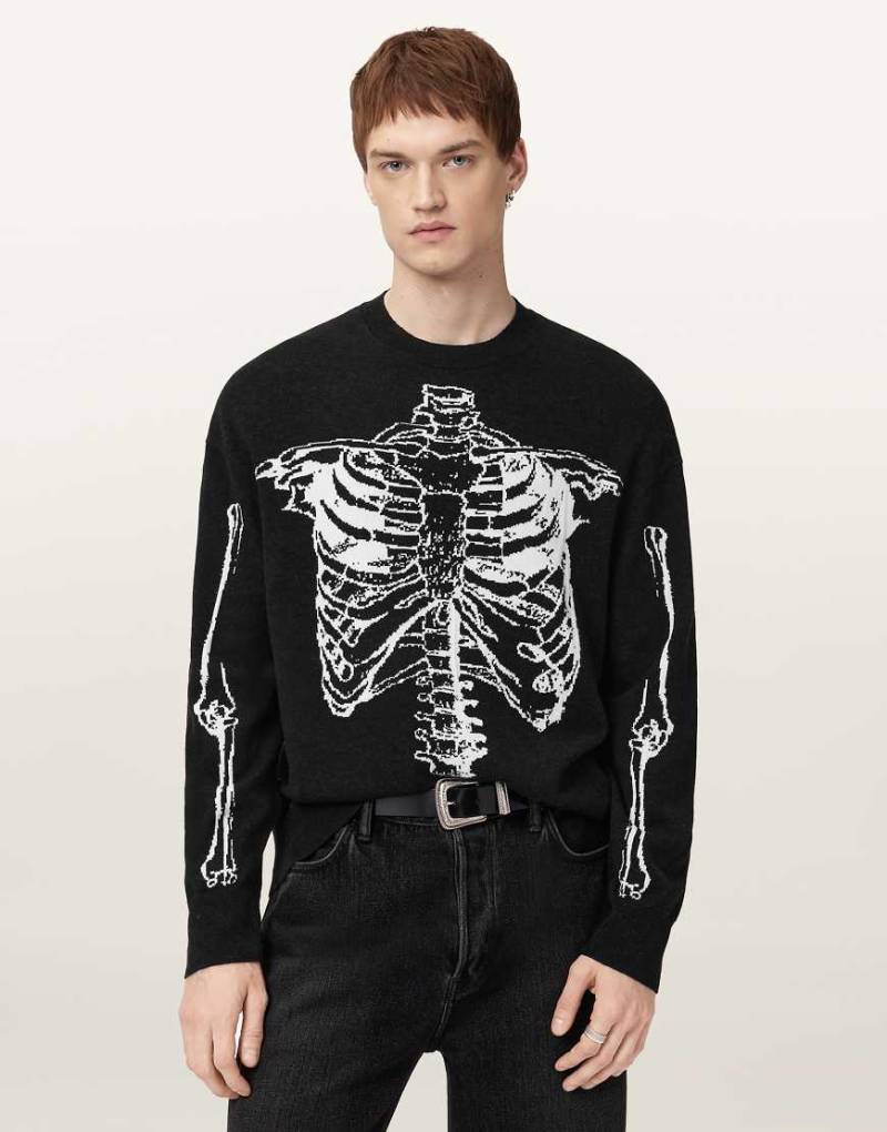 AllSaints - Skelli - Sweatshirt in Schwarz mit Rundhalsausschnitt von AllSaints