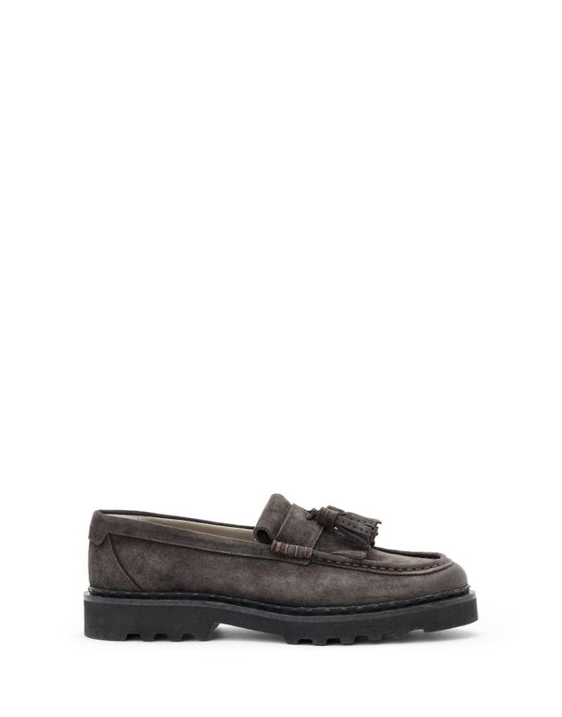 AllSaints - Skiff - Loafer in warmem Grau mit Quasten von AllSaints