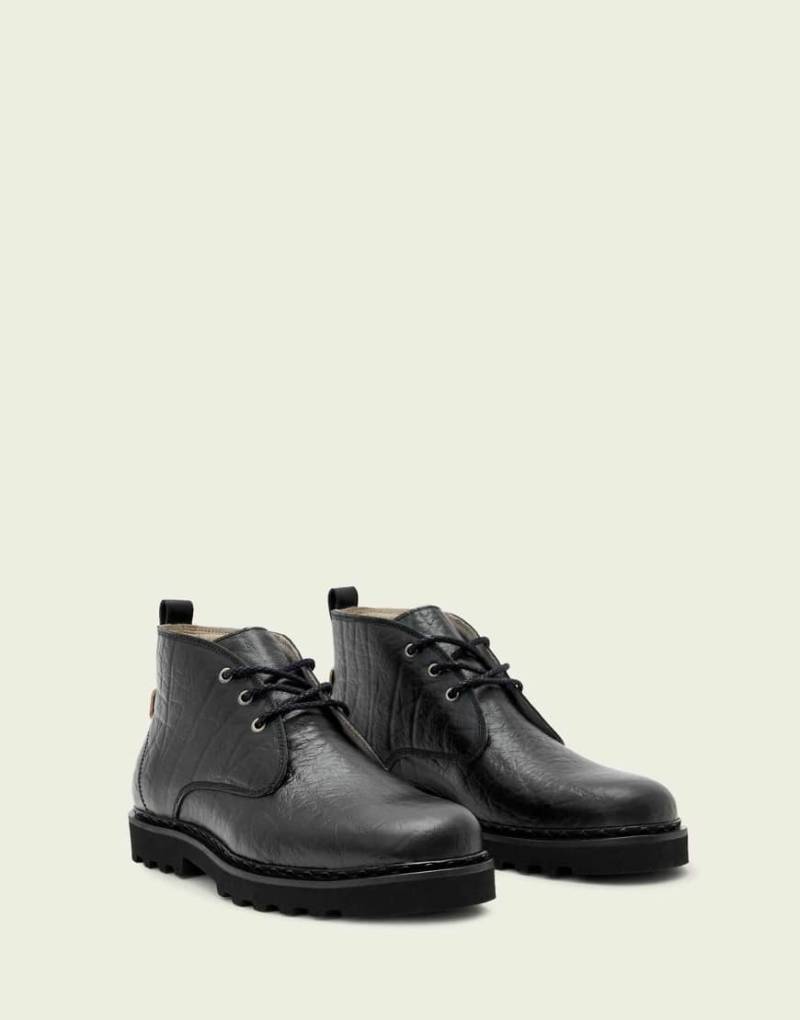 AllSaints - Skiff - Mittelhohe Stiefel in genarbtem Schwarz von AllSaints