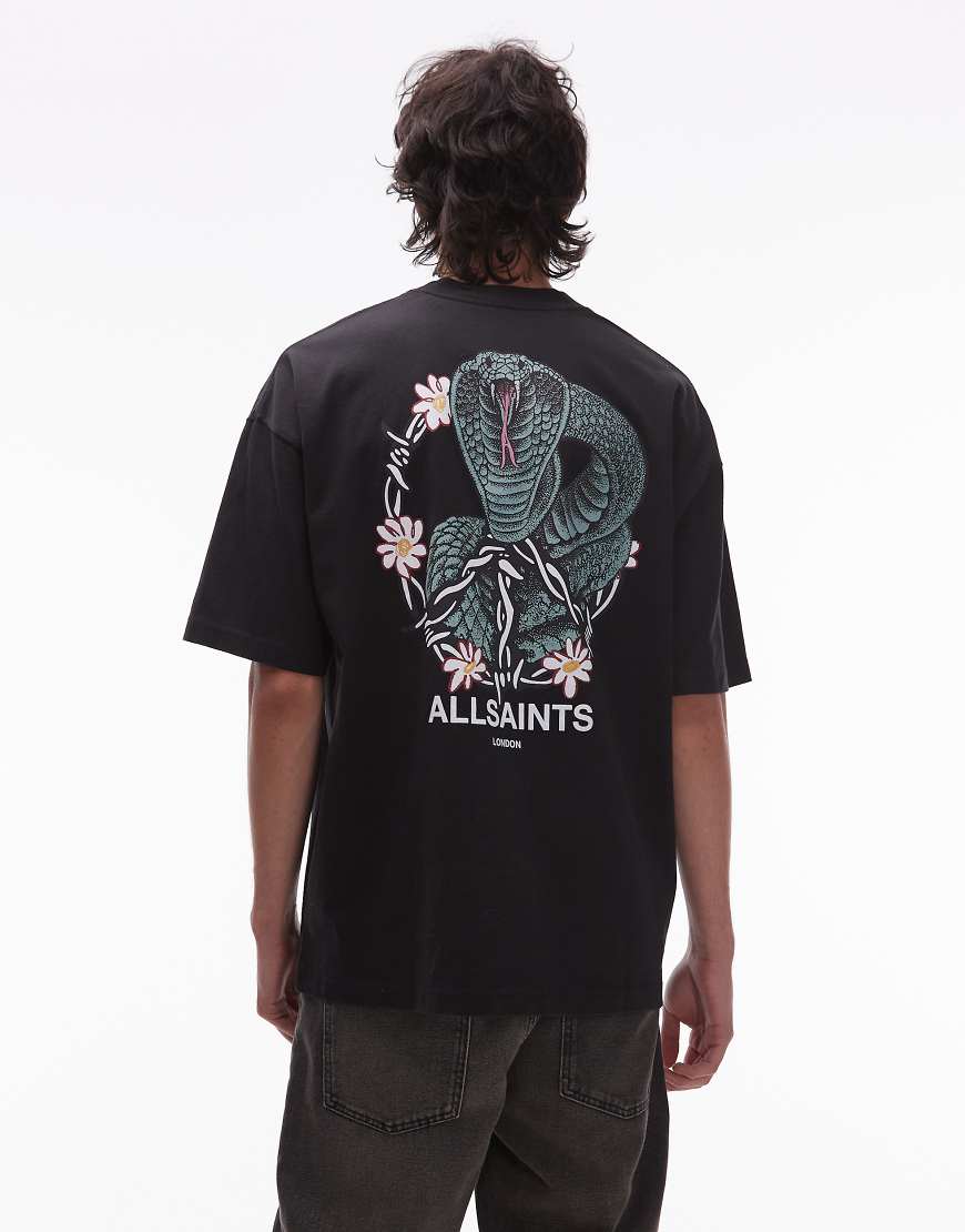 AllSaints - Snakebite - T-Shirt in Schwarz mit Print von AllSaints