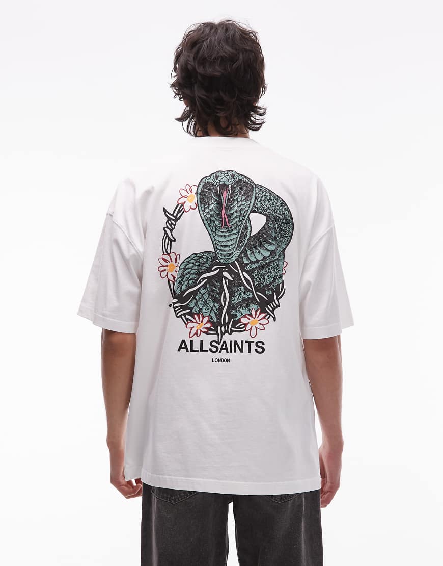 AllSaints - Snakebite - T-Shirt in Weiß mit Print von AllSaints