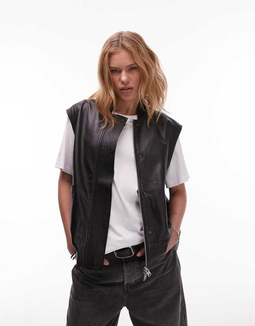 AllSaints - Sofi - Lederweste in Schwarz von AllSaints
