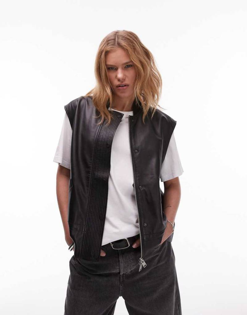 AllSaints - Sofi - Lederweste in Schwarz von AllSaints