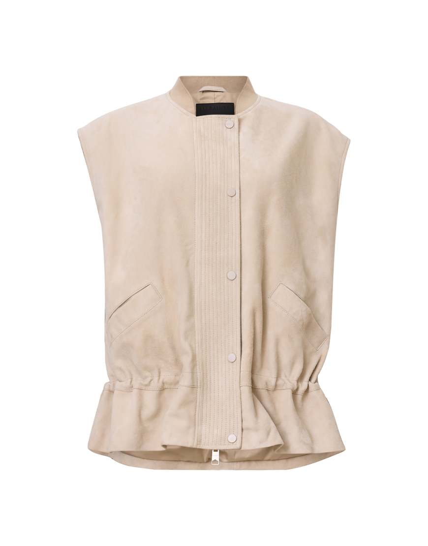 AllSaints - Sofi - Weste aus Wildleder in Silber-Birkengrau von AllSaints