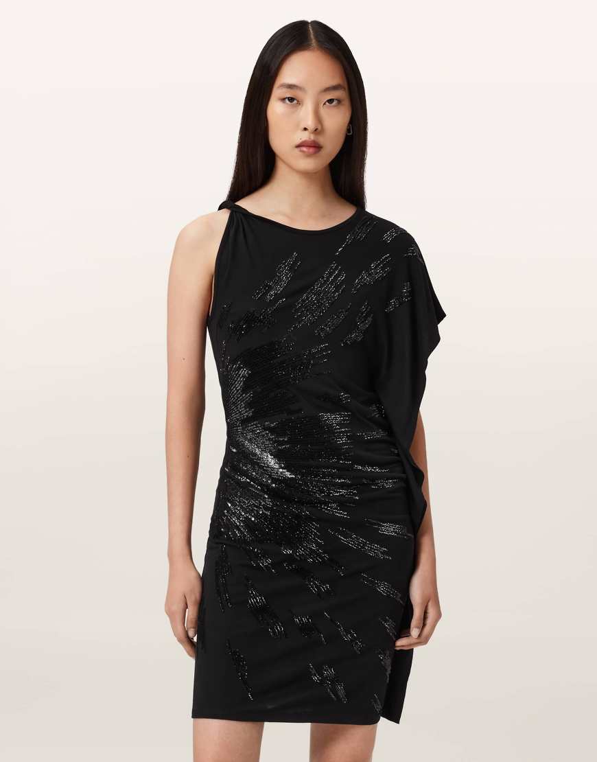 AllSaints - Sophie - Besticktes Kleid in Schwarz von AllSaints