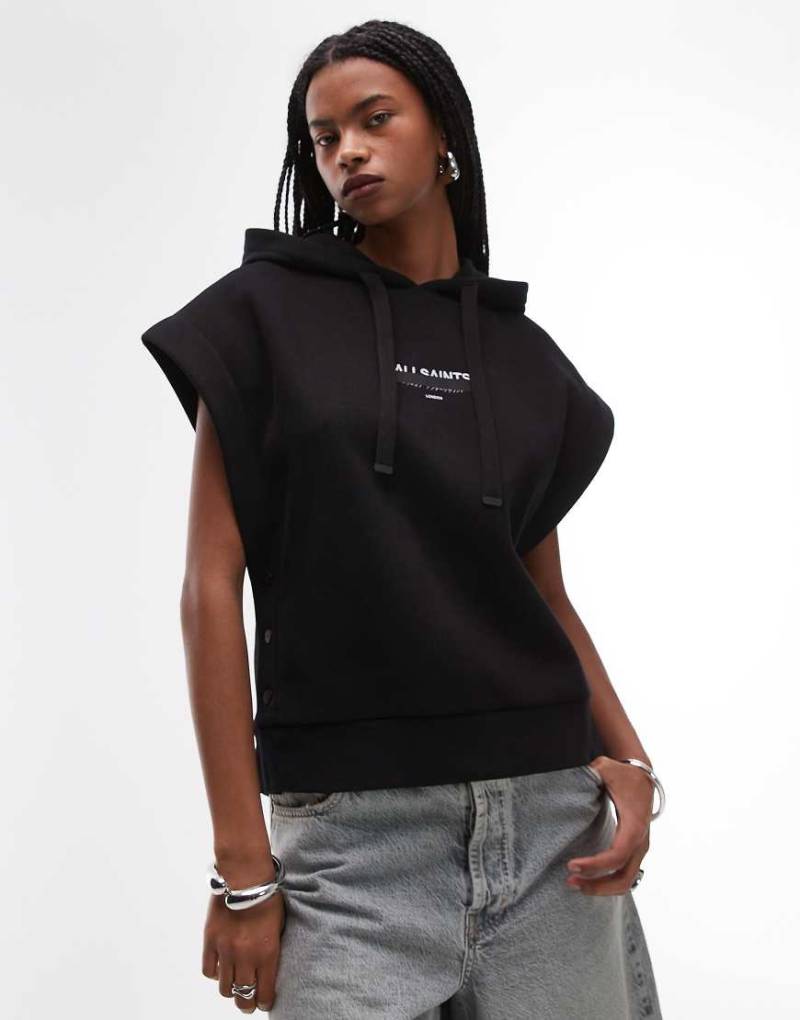 AllSaints - Sorri - Kurzärmliger Kapuzenpullover in Schwarz von AllSaints