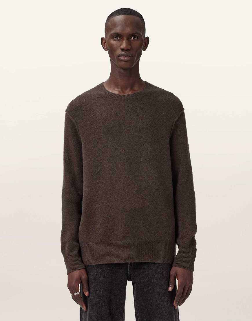 AllSaints - Statten - Sweatshirt in Maulwurfbraun mit Rundhalsausschnitt-Brown von AllSaints
