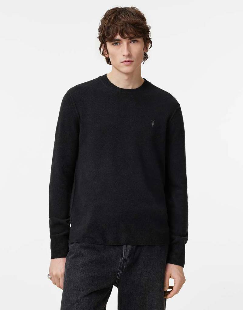 AllSaints - Statten - Sweatshirt in Schwarz mit Rundhalsausschnitt von AllSaints