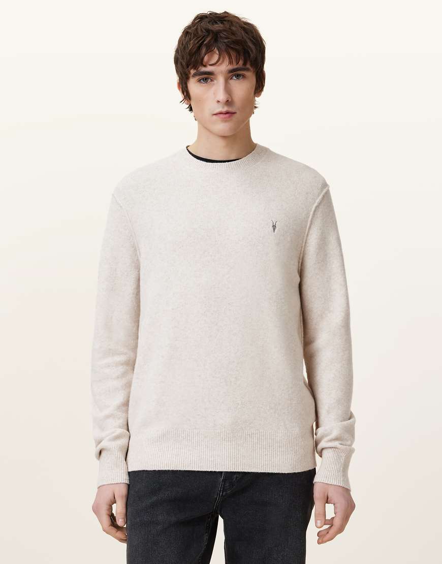 AllSaints - Statten - Sweatshirt in Wolkenweiß mit Rundhalsausschnitt von AllSaints