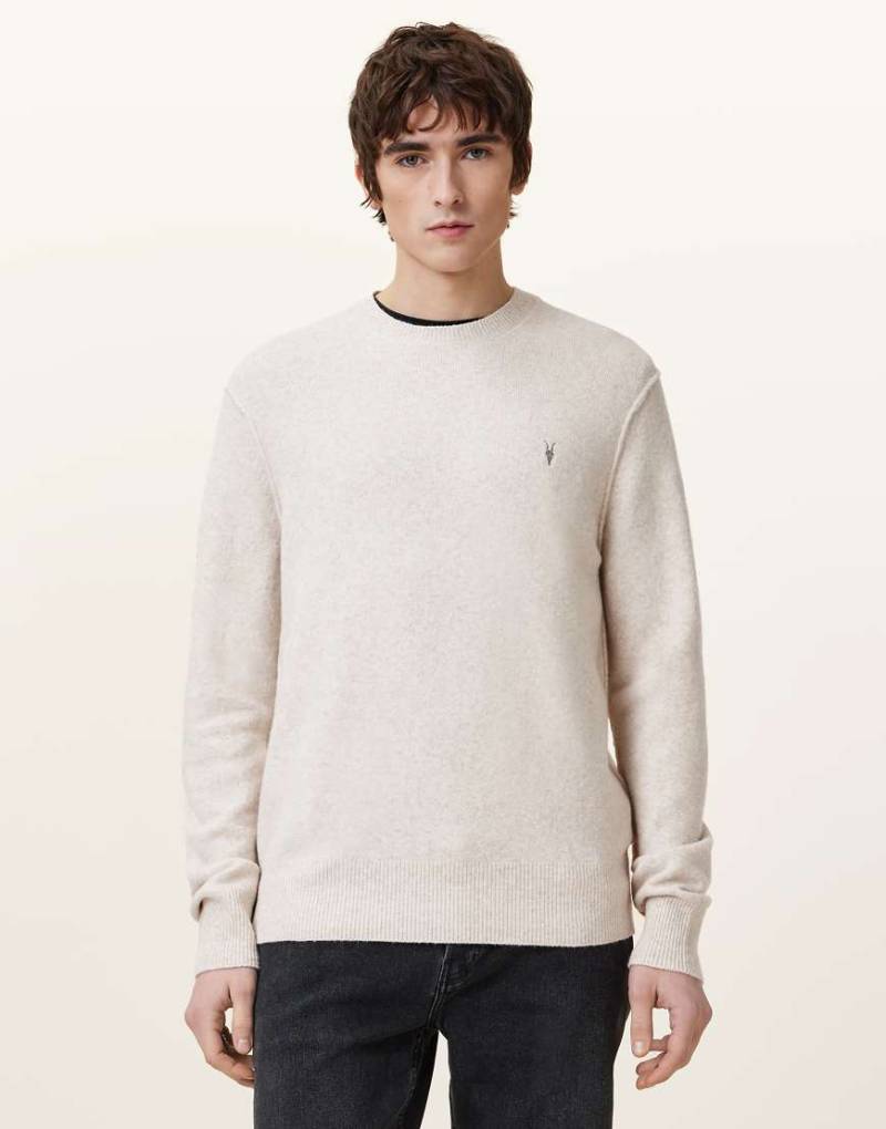 AllSaints - Statten - Sweatshirt in Wolkenweiß mit Rundhalsausschnitt von AllSaints