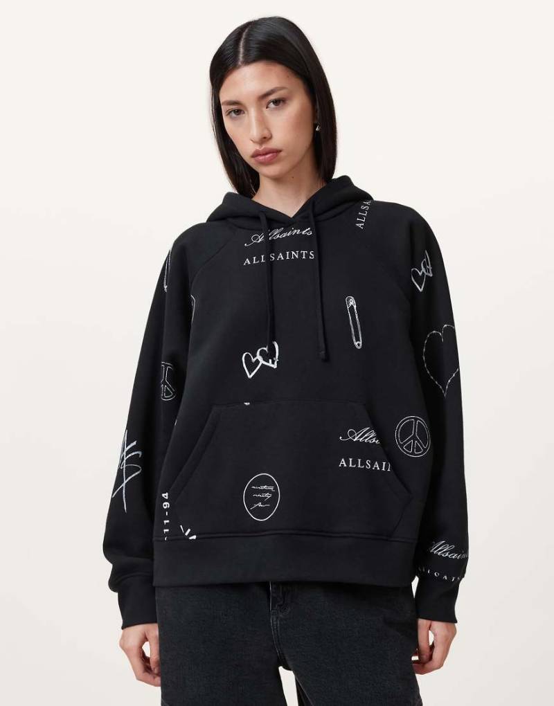AllSaints - Stina Talon - Kapuzenpullover in Schwarz von AllSaints