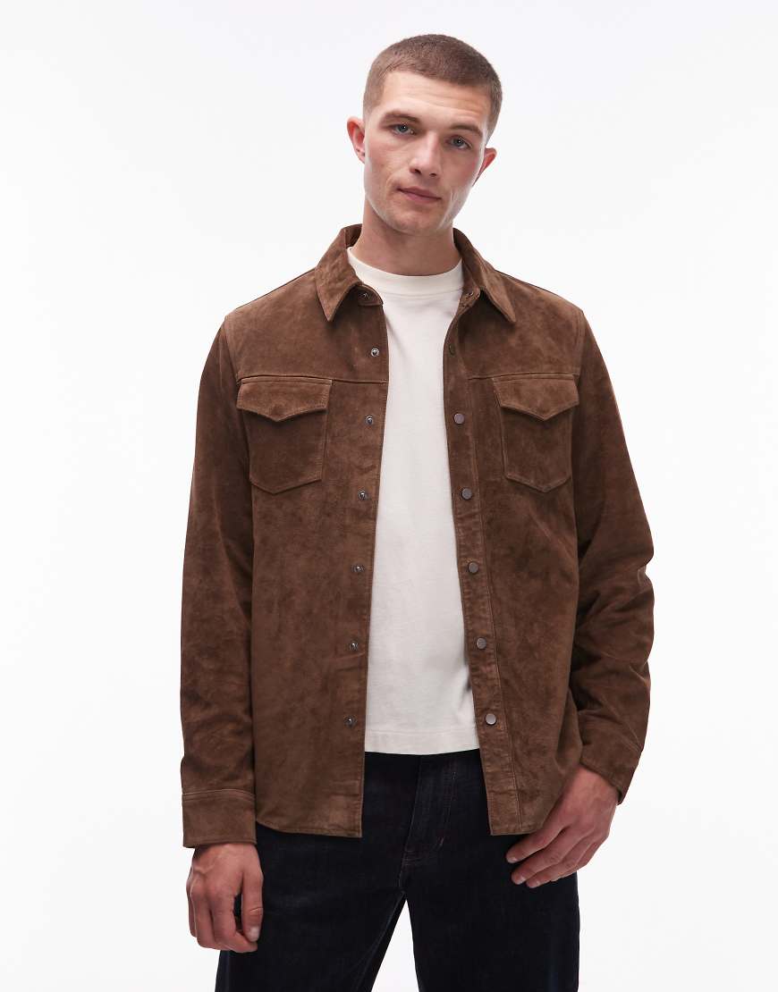 AllSaints - Sully - Hemd aus Wildleder in Braun-Brown von AllSaints