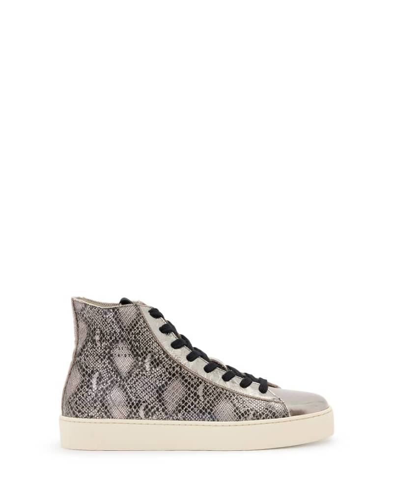 AllSaints - Tana - High Top Metallic-Sneaker in Silber/Schwarz-Grau von AllSaints