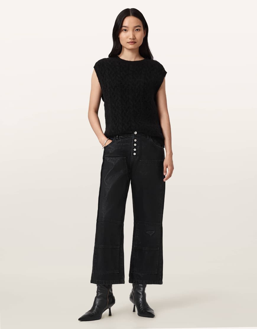 AllSaints - Tay - Carpenter-Jeans in beschichtetem Schwarz von AllSaints
