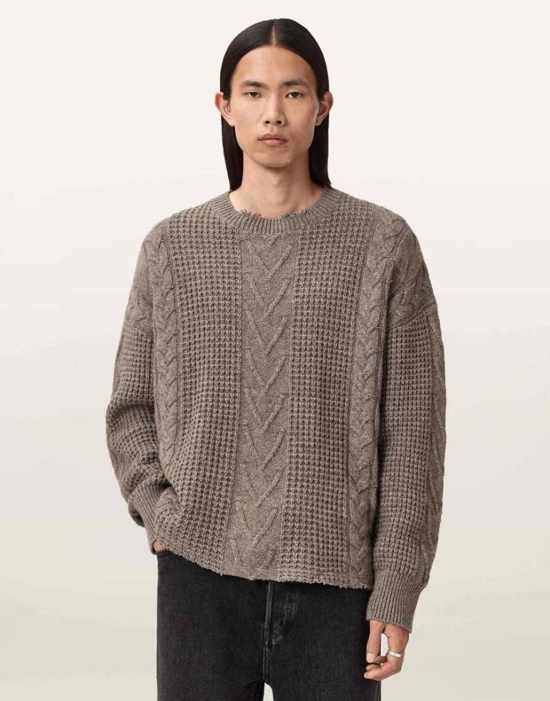 AllSaints - Tenter - Pullover in Rehbraun mit Rundhalsausschnitt-Brown von AllSaints