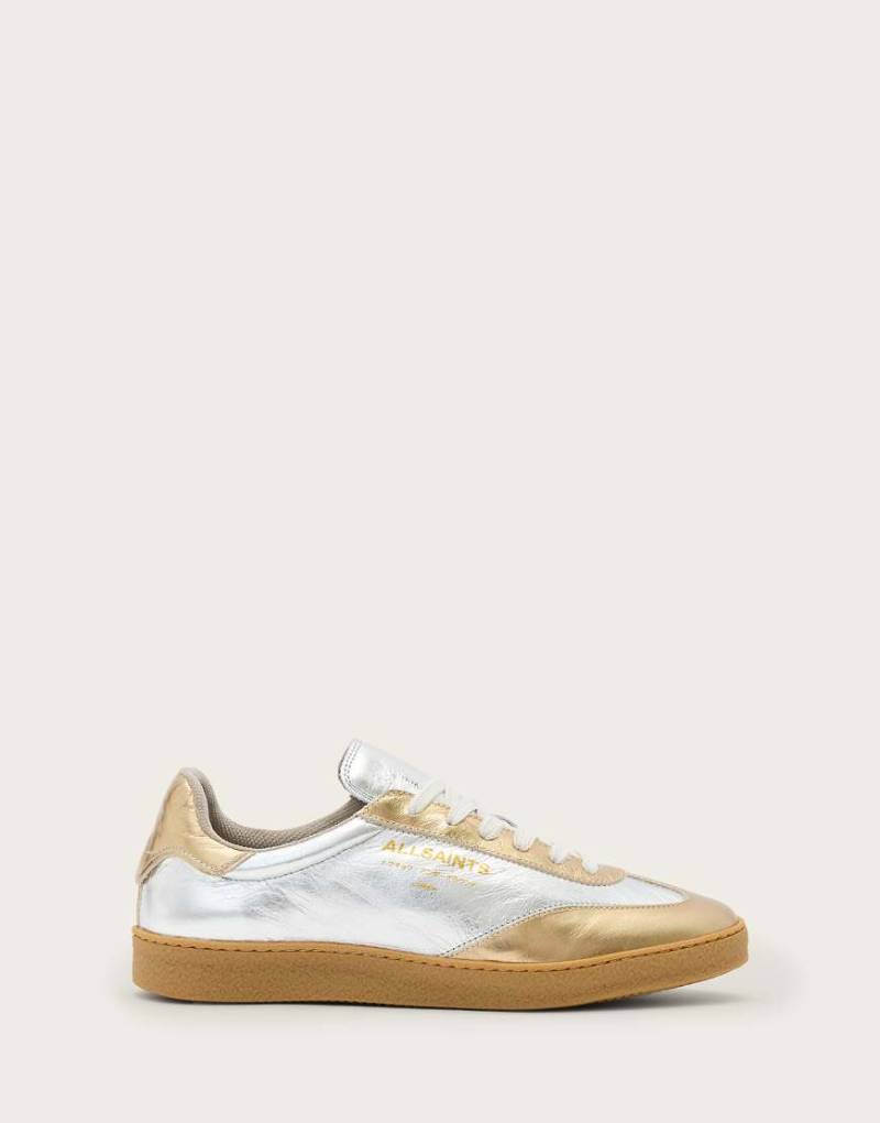 AllSaints - Thelma - Metallic-Sneaker in Silber/Gold-Bunt von AllSaints
