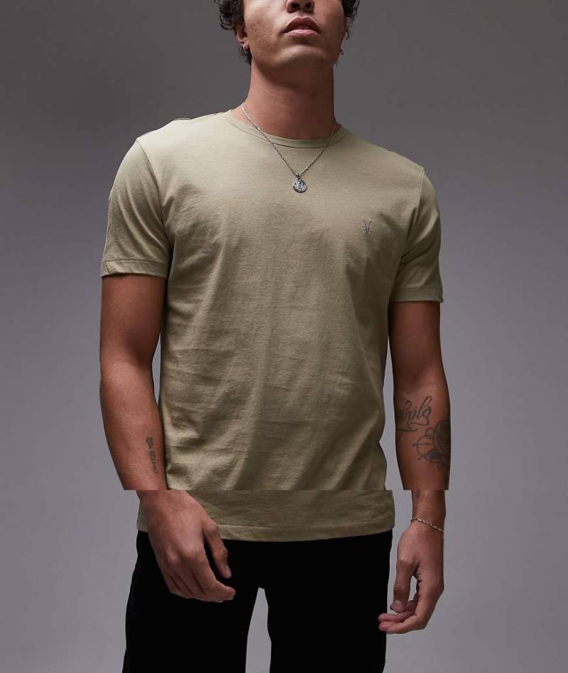 AllSaints - Tonic - 3er-Pack T-Shirts in Weiß, Braun und Grün mit Rundhalsausschnitt-Schwarz von AllSaints