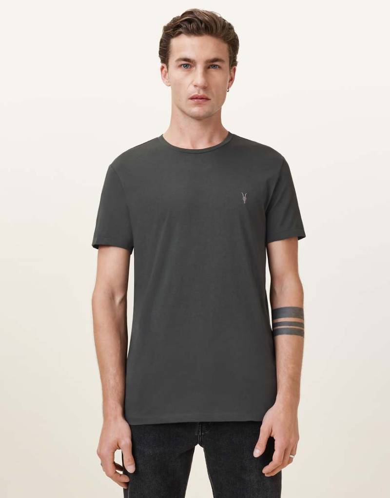 AllSaints - Tonic - Kurzärmliges T-Shirt in Kutscher-Grau mit Rundhalsausschnitt von AllSaints