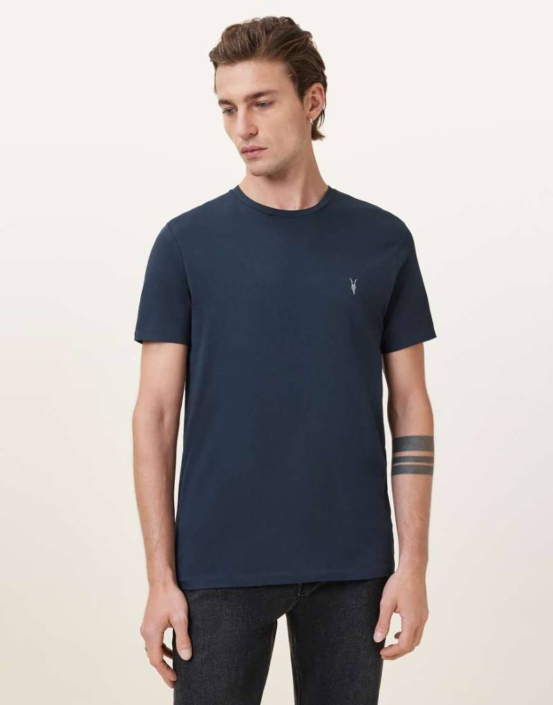 AllSaints - Tonic - Kurzärmliges T-Shirt in Marineblau mit Rundhalsausschnitt von AllSaints