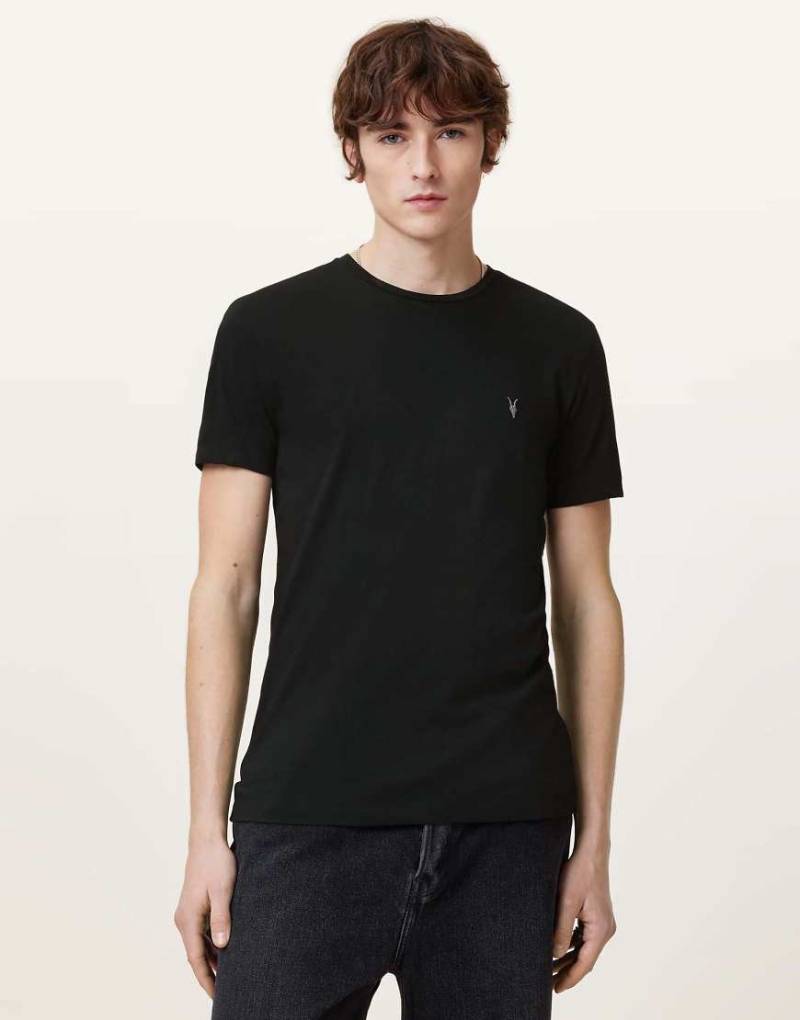 AllSaints - Tonic - Kurzärmliges T-Shirt in Tiefschwarz mit Rundhalsausschnitt von AllSaints