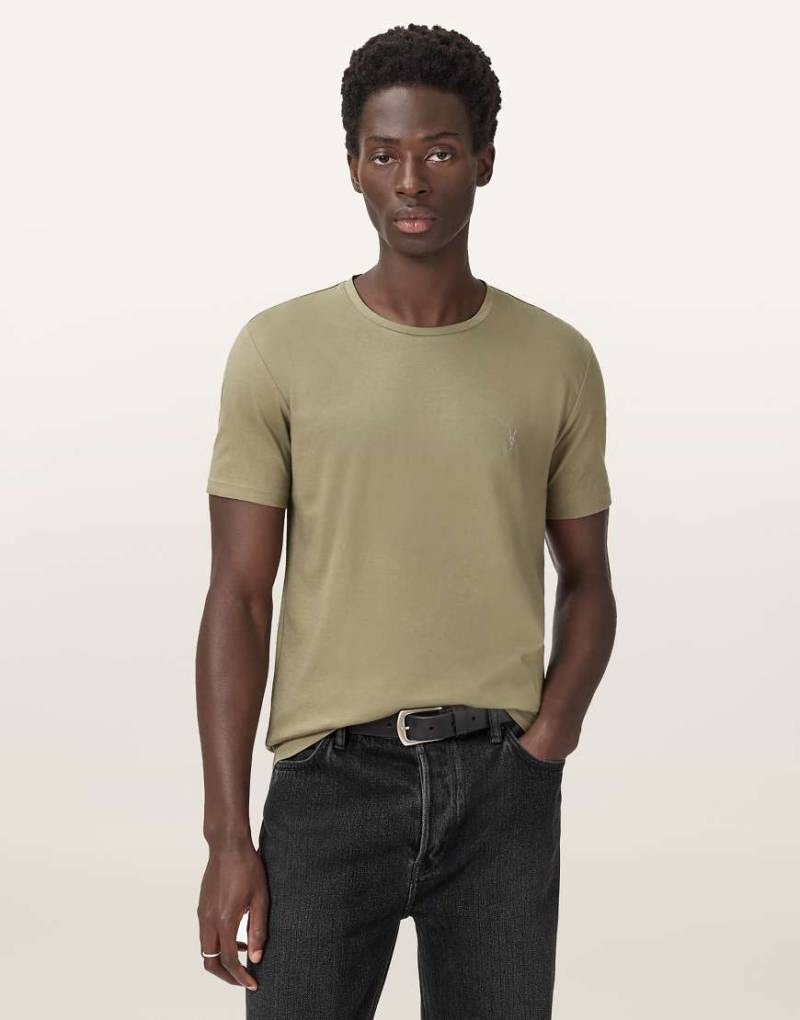 AllSaints - Tonic - T-Shirt in Flechtengrün mit Rundhalsausschnitt von AllSaints