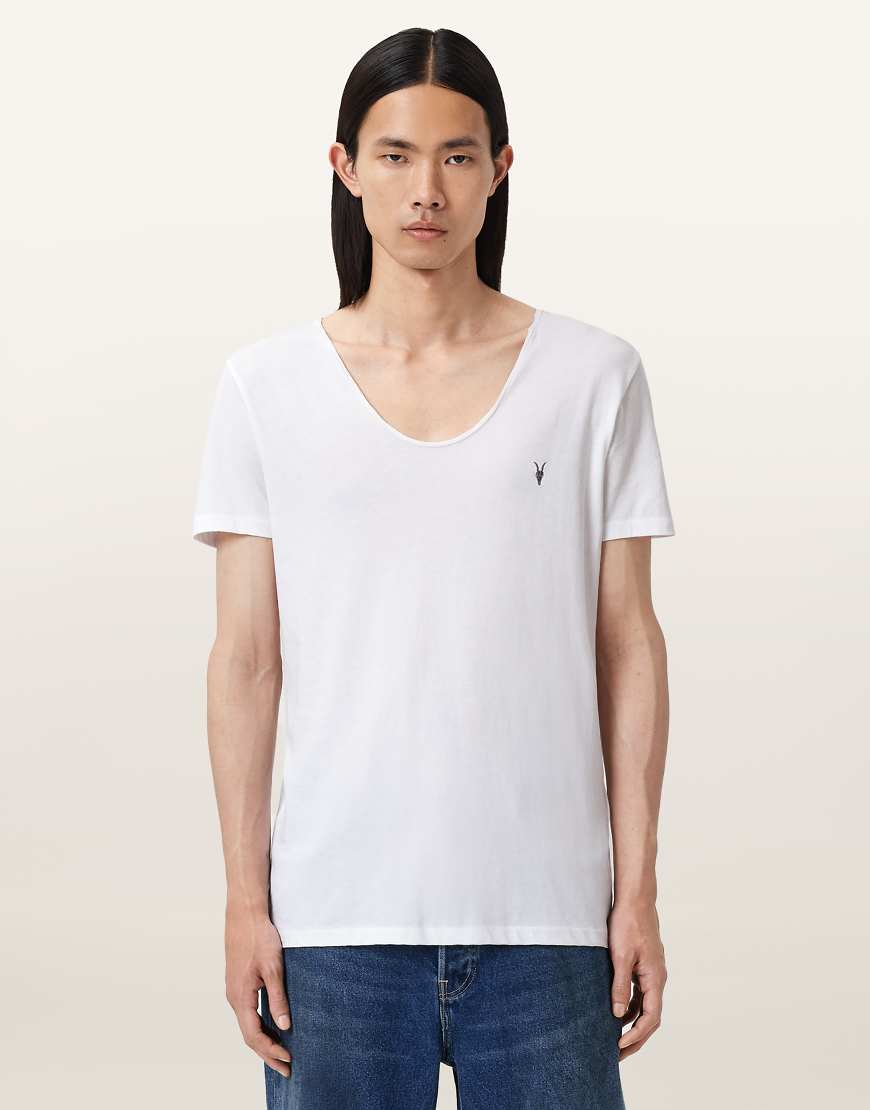 AllSaints - Tonic - T-Shirt in optischem Weiß mit U-Ausschnitt von AllSaints