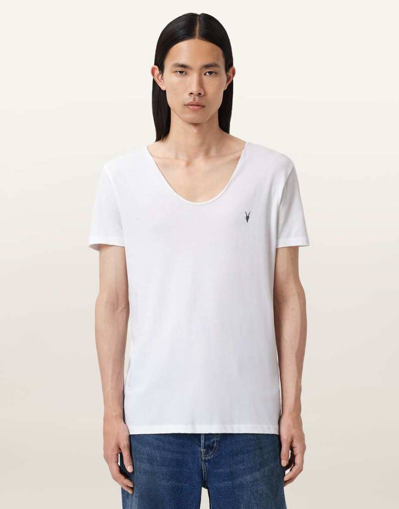 AllSaints - Tonic - T-Shirt in optischem Weiß mit U-Ausschnitt von AllSaints