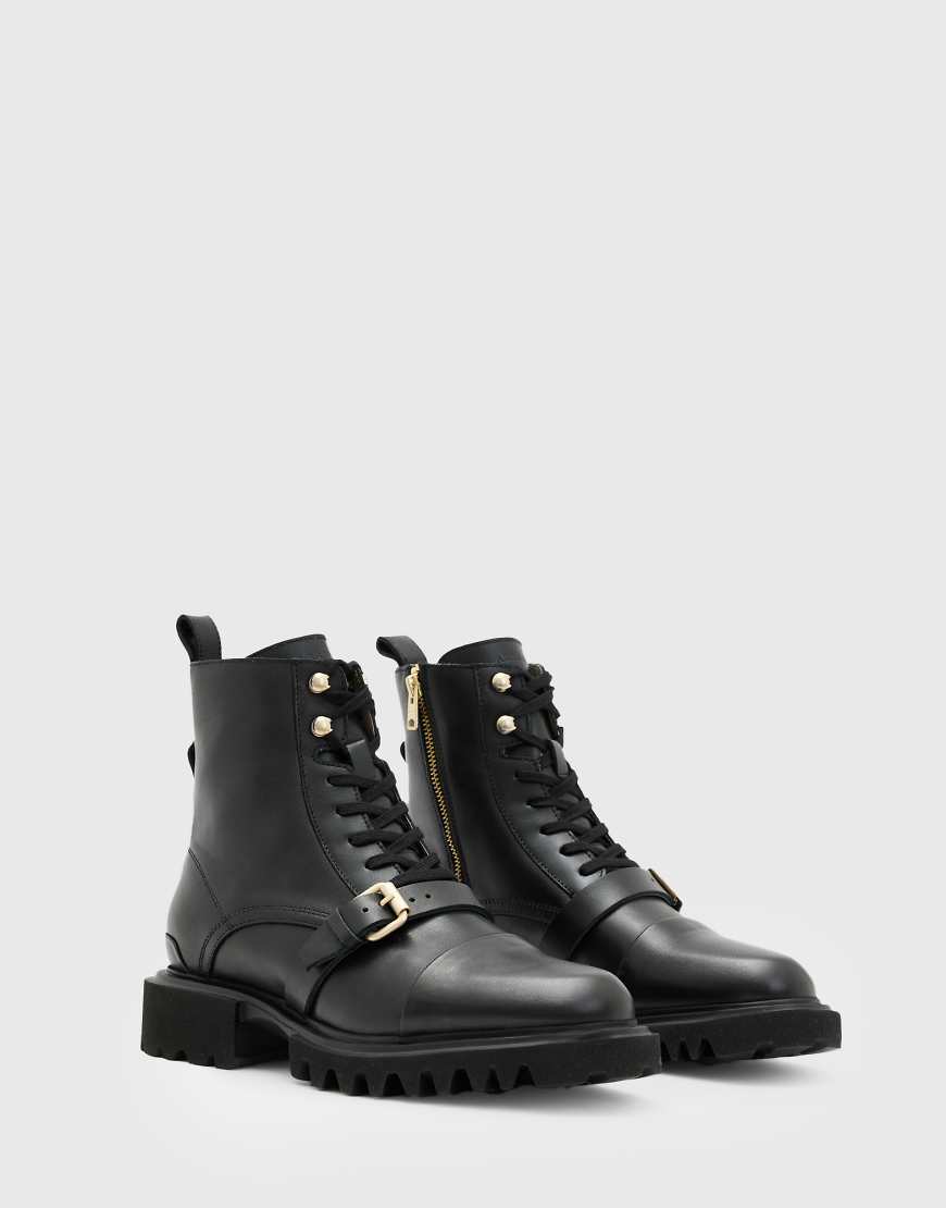 AllSaints - Tori - Schnürstiefel aus Leder in Schwarz AllSaints - Tori - Schnürstiefel aus Leder in Schwarz von AllSaints