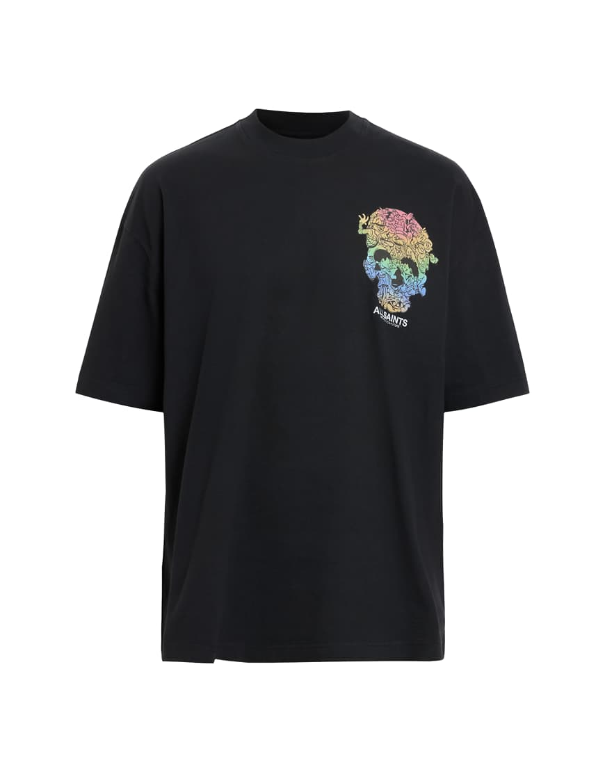 AllSaints - Trance - Kurzärmliges T-Shirt in verwaschenem Schwarz mit Rundhalsausschnitt von AllSaints